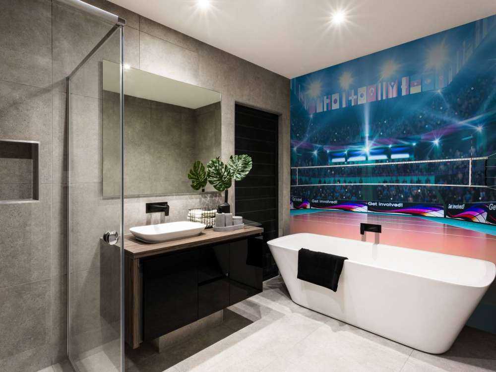 Modern volleybalveld op de lengte