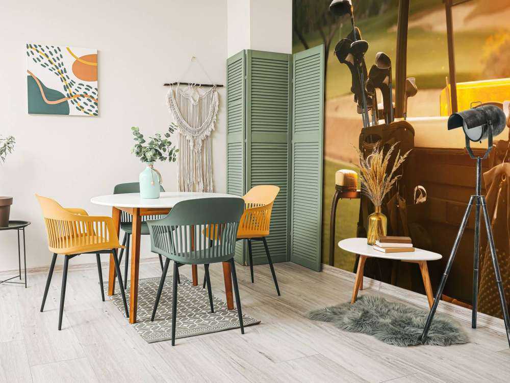 Golfwagen bij zonsondergang