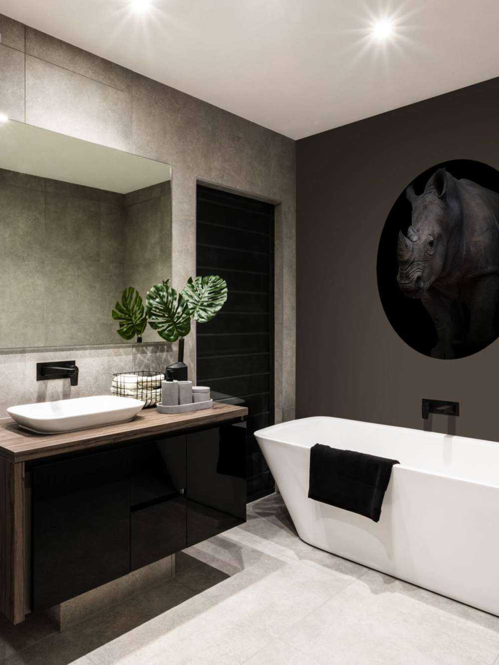 Neushoorn met een zwarte achtergrond