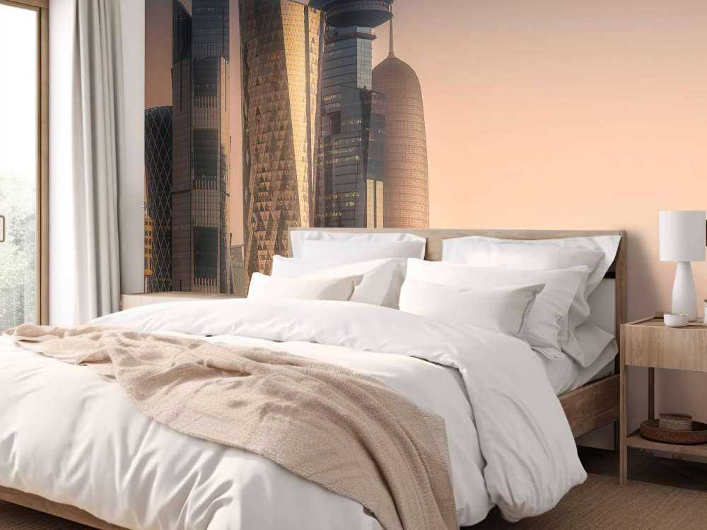 Skyline van Doha in de avond