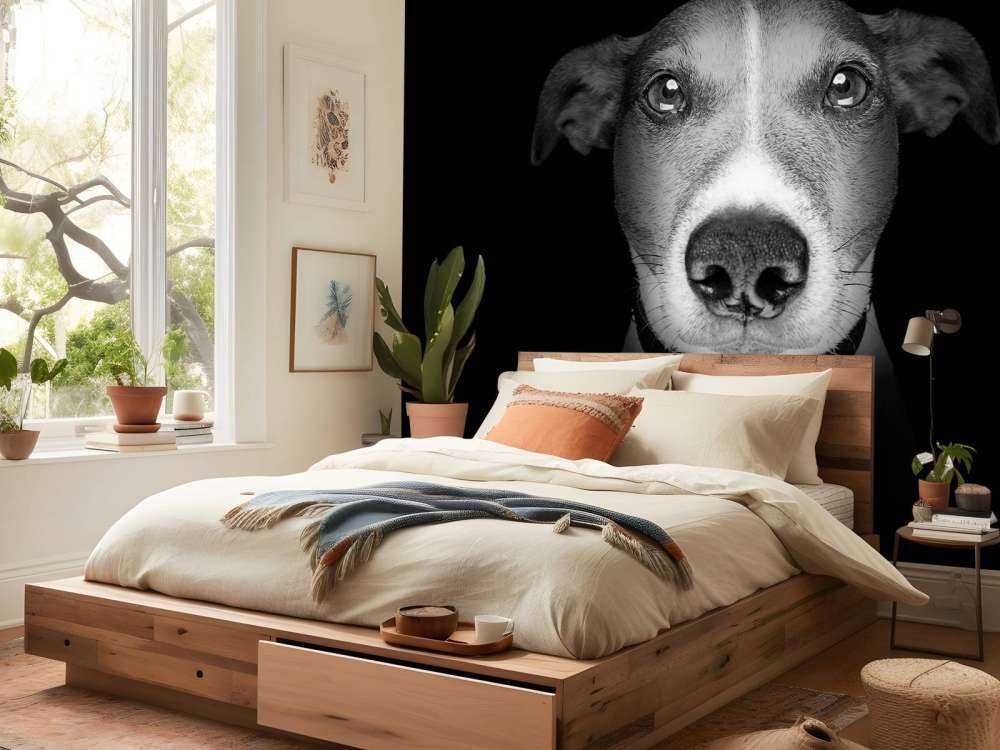 Jack Russel met een zwarte achtergrond