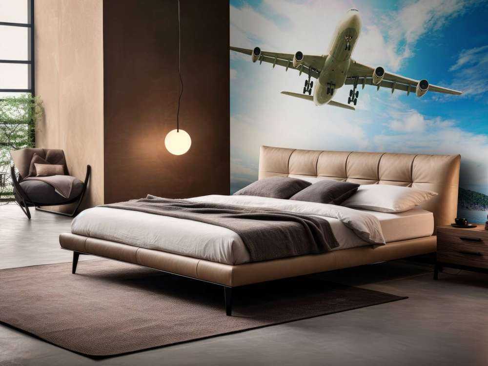 Passagiersvliegtuig boven een tropische zee