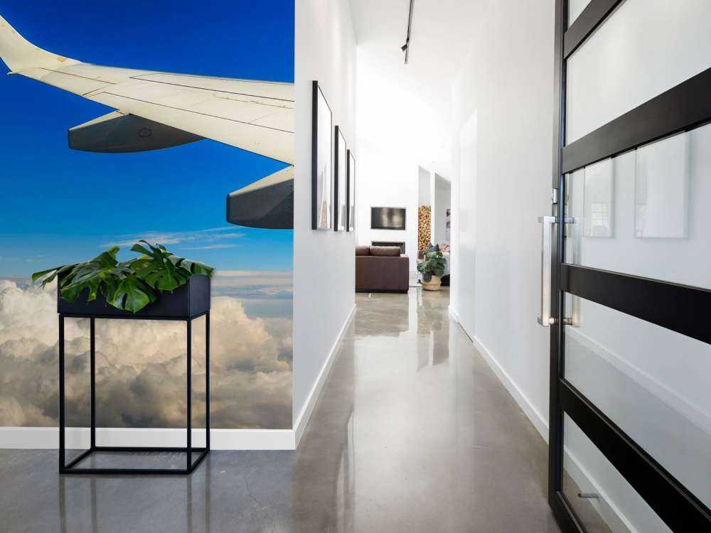 Prachtige wolken vanuit een vliegtuigraam