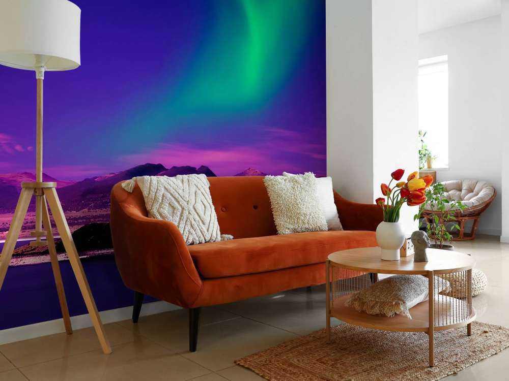 Noorderlicht met roze effect