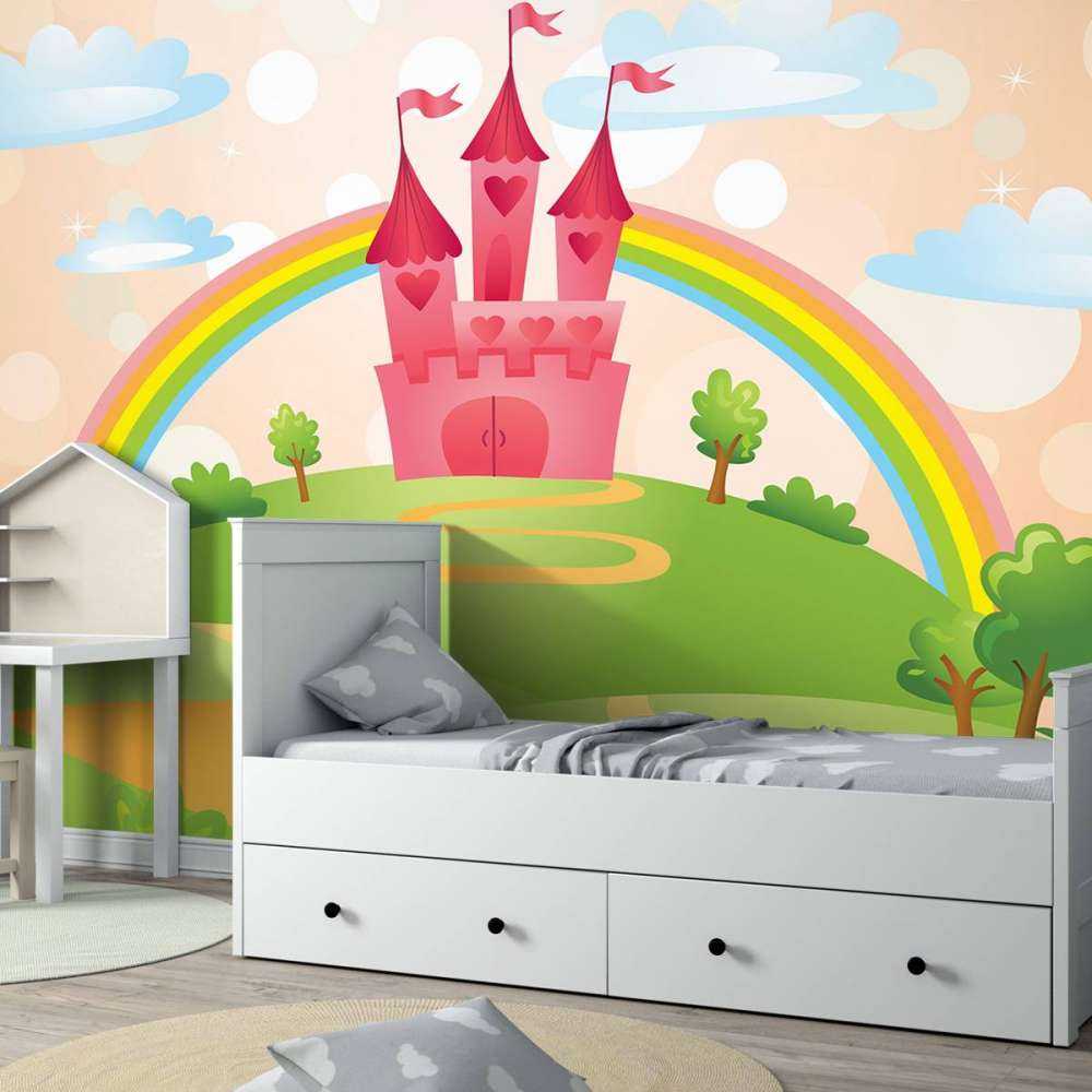 Sprookjeskasteel met een regenboog