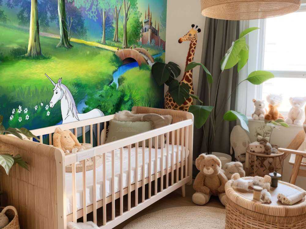 Eenhoorns in een sprookjesbos