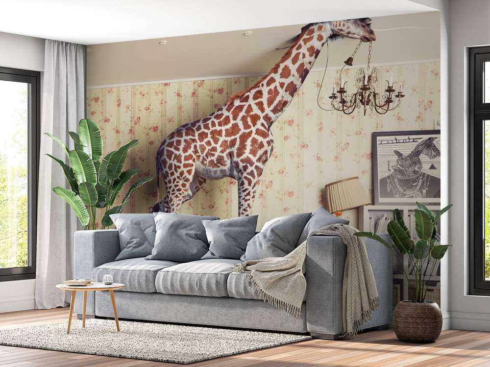 Giraffe in de woonkamer