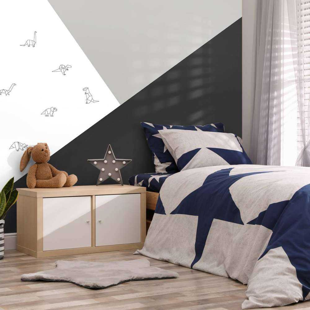 Zwart-wit driehoeken met dino's