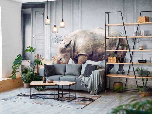 Neushoorn met lampenkap