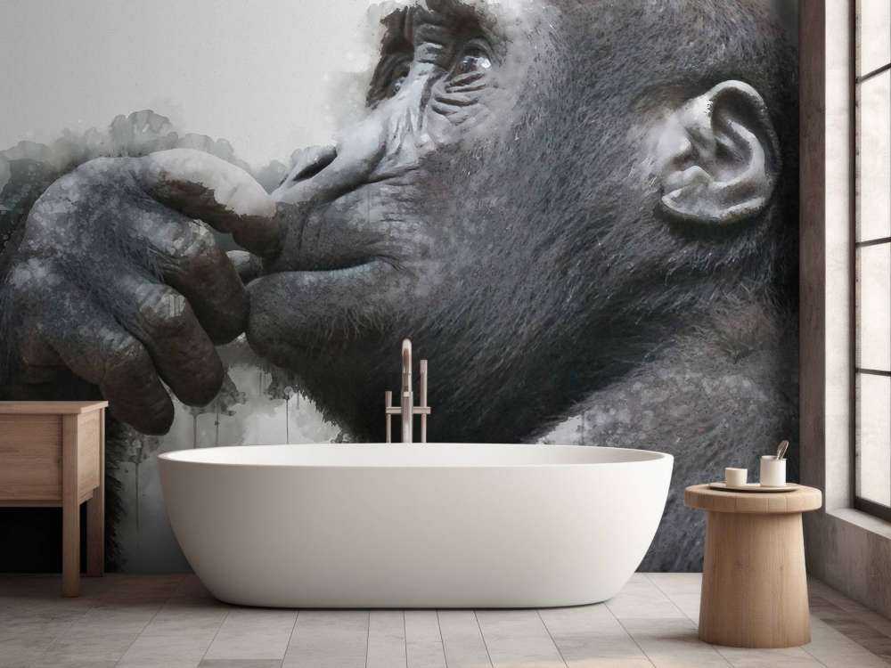 Waterverf chimpansee