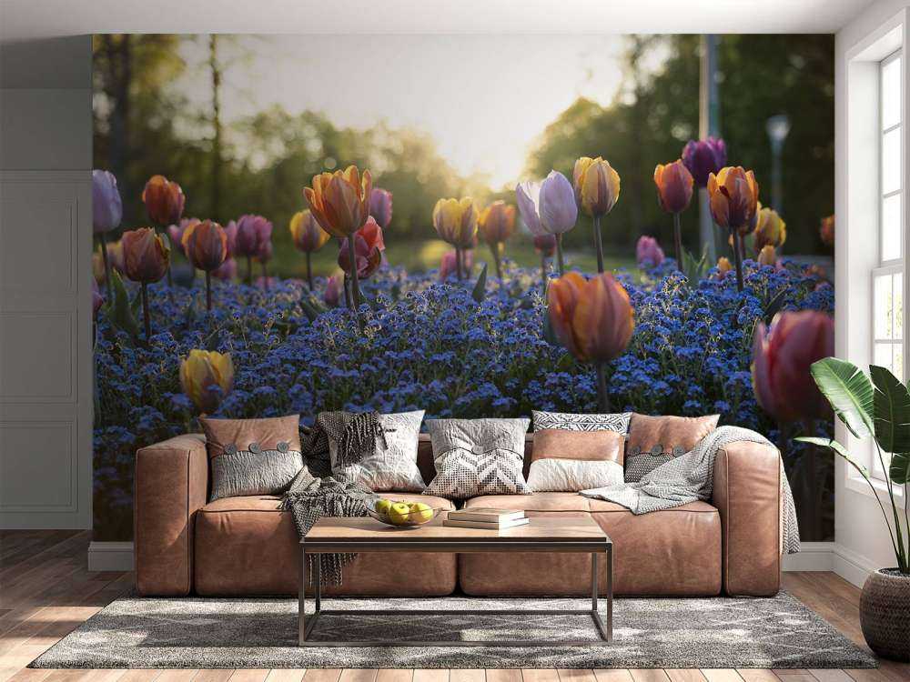 Vrolijk tulpenveld