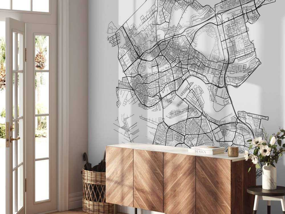 Plattegrond van Rotterdam, wit