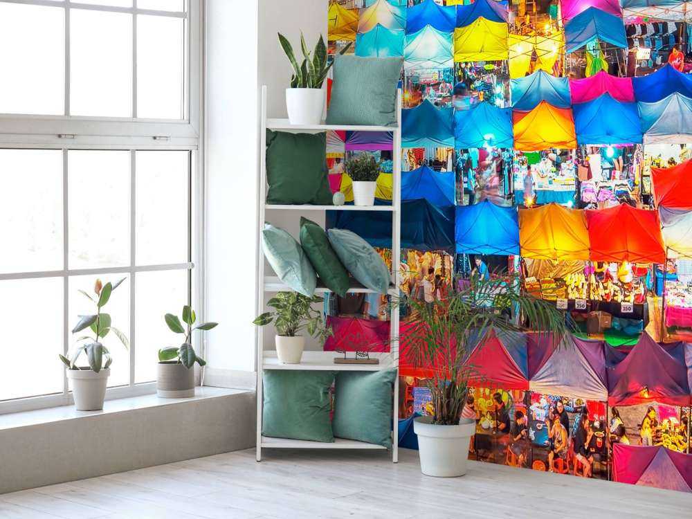 Kleurendakjes op de avondmarkt