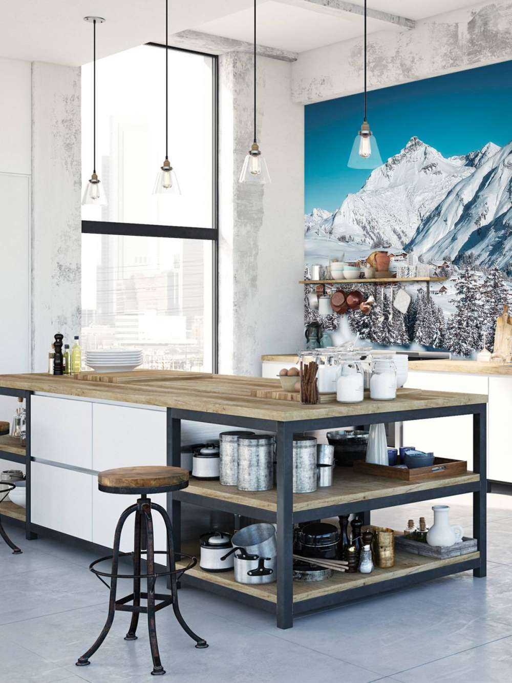 Berghutten onder winterse piek