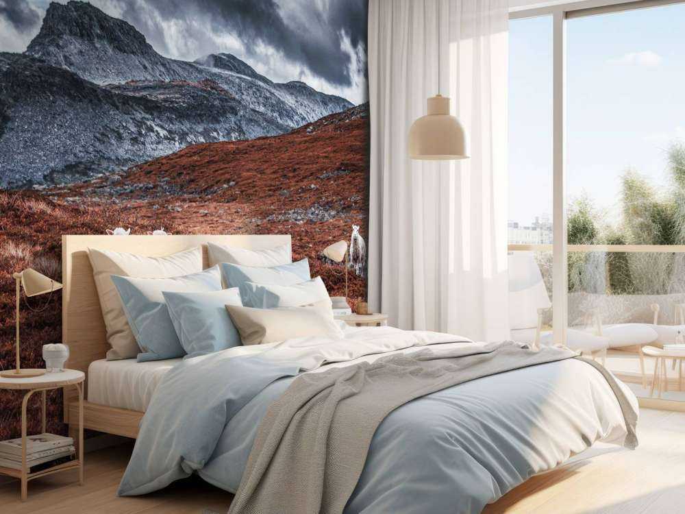 Schapen in roestkleurige bergen