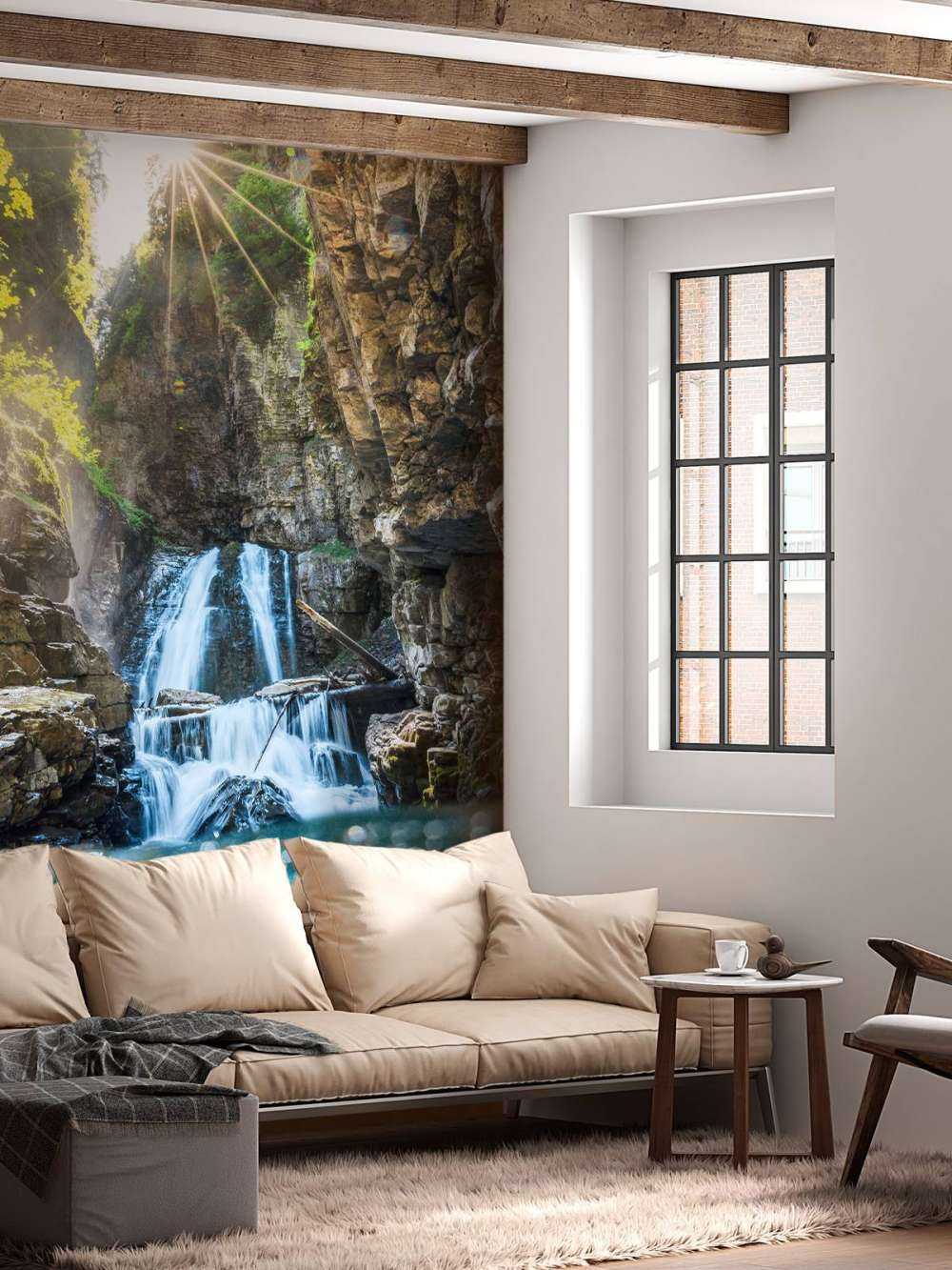 Zonlicht Op Bergwaterval