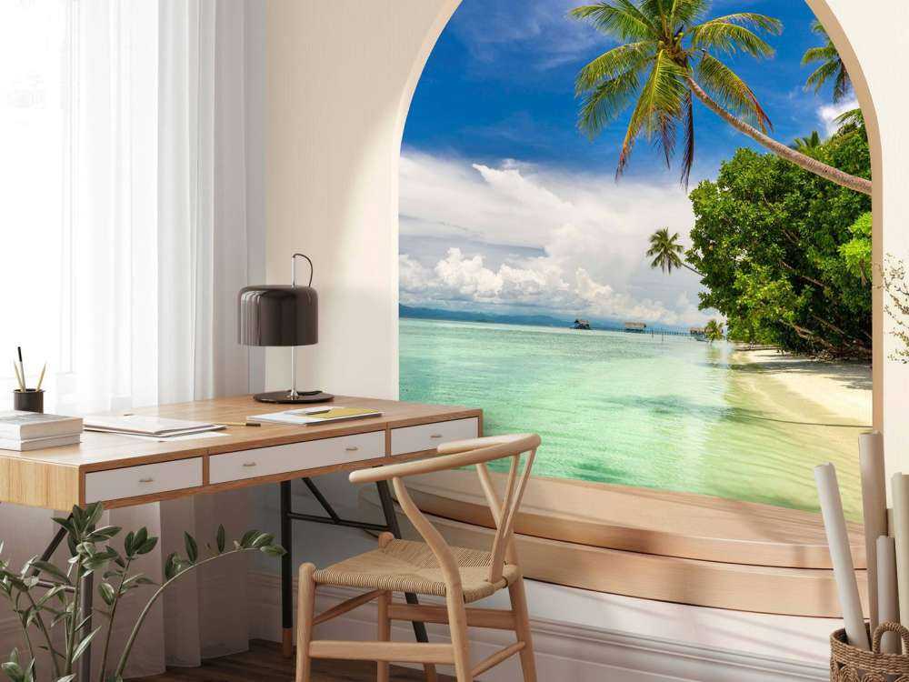 Tropisch eiland met palmbomen