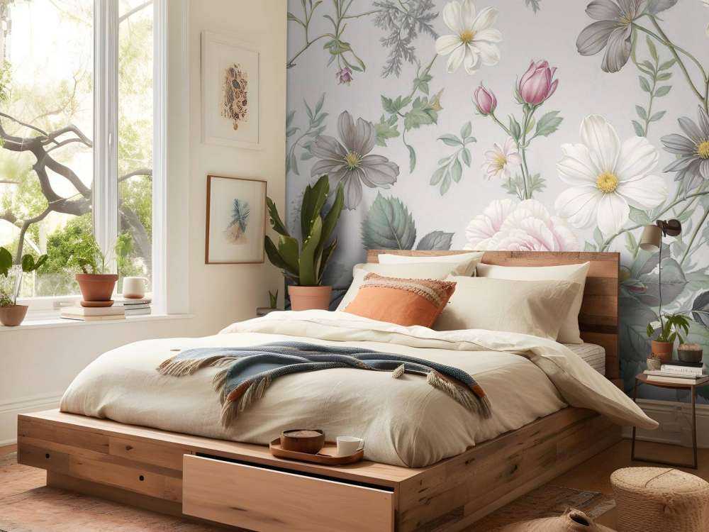 Romantische bloemen op mistgrijs