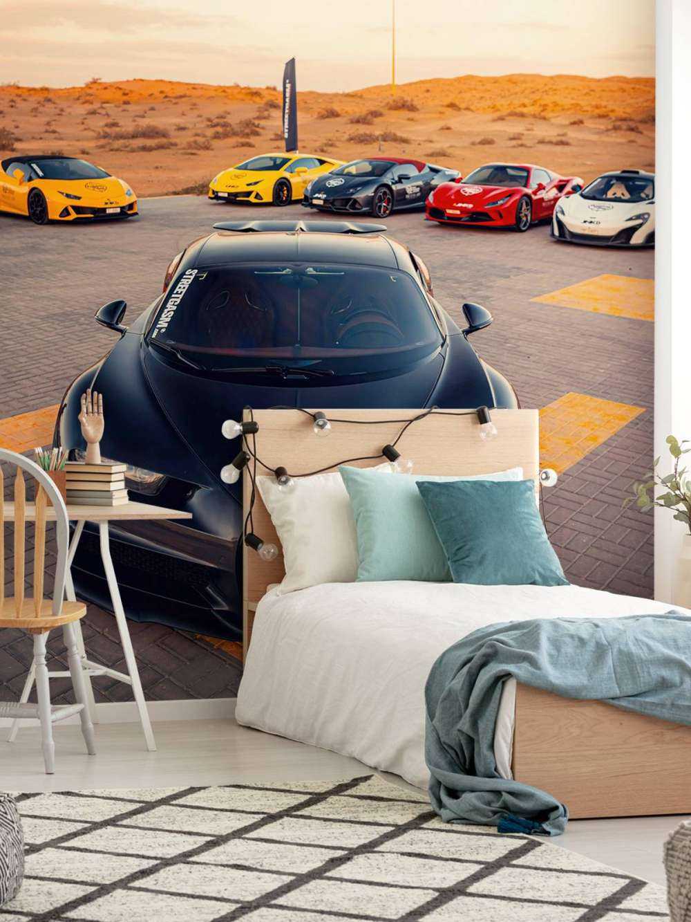 Hypercars bij zonsondergang