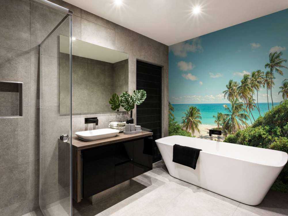 Palm trees on beach in Barbados