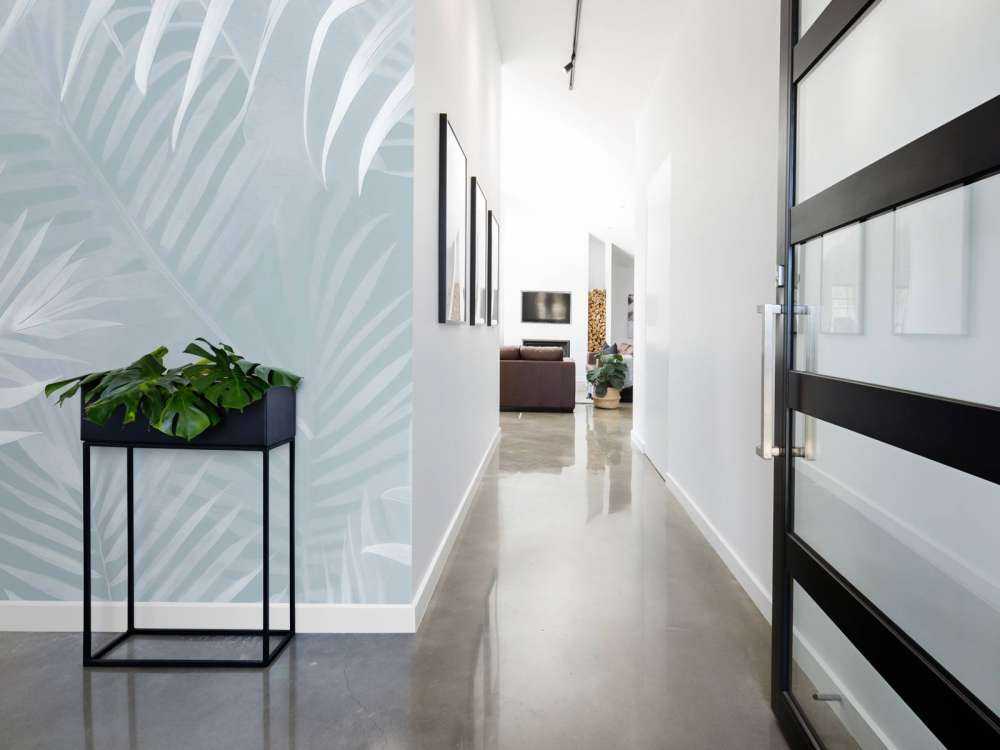 Foggy palm leaves Gray