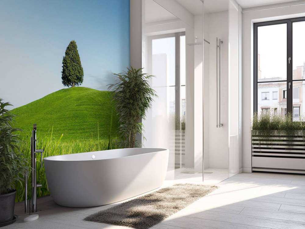 Eenzame boom op groene heuvel