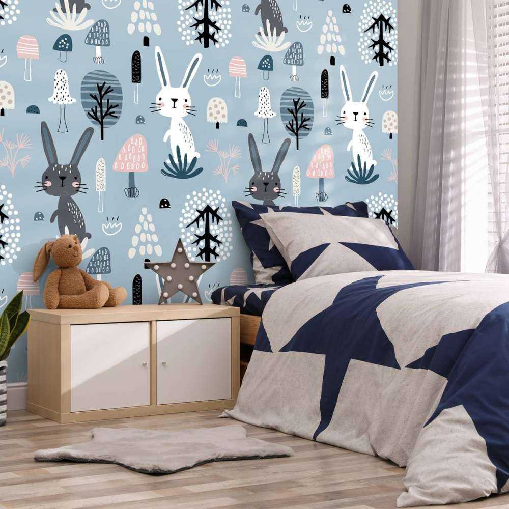Blauw konijnen patroon