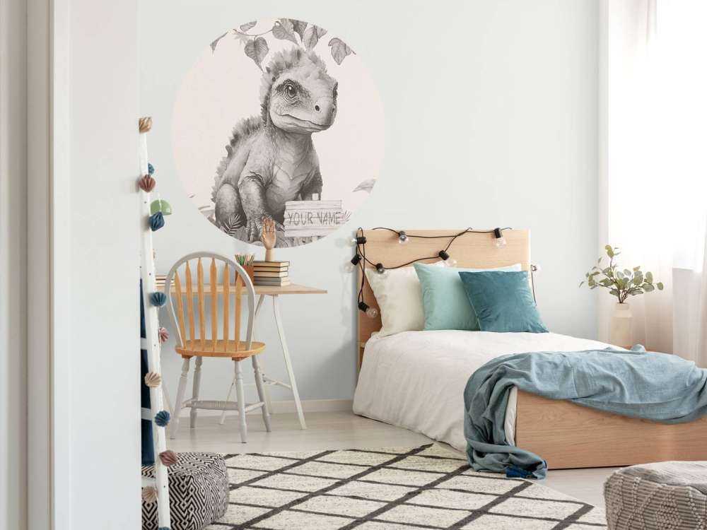 Baby ankylosaurus in de jungle beige