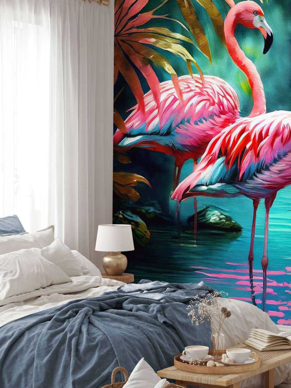 Fluweelroze Flamingo Duo