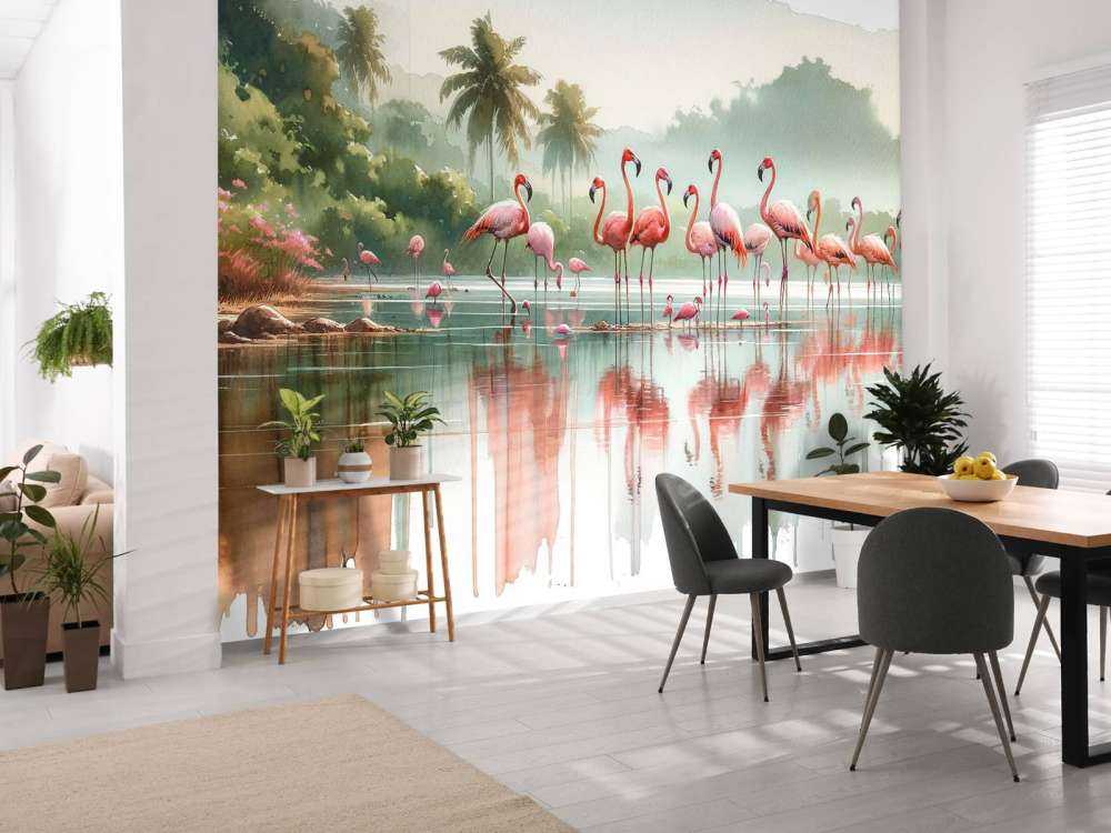 Morning Reflections of Flamingos