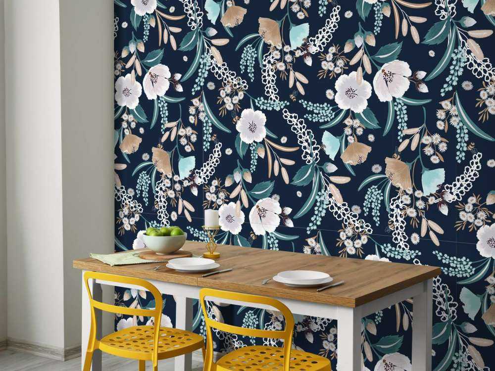 Bloementuin in middernacht