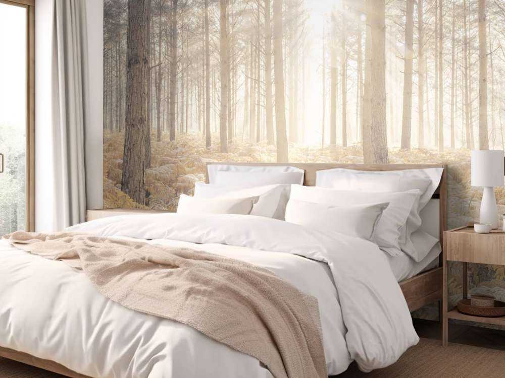 Zonnestralen in het koude bos