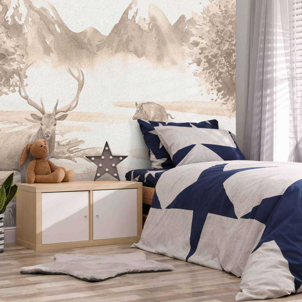 Bos met dieren in taupe