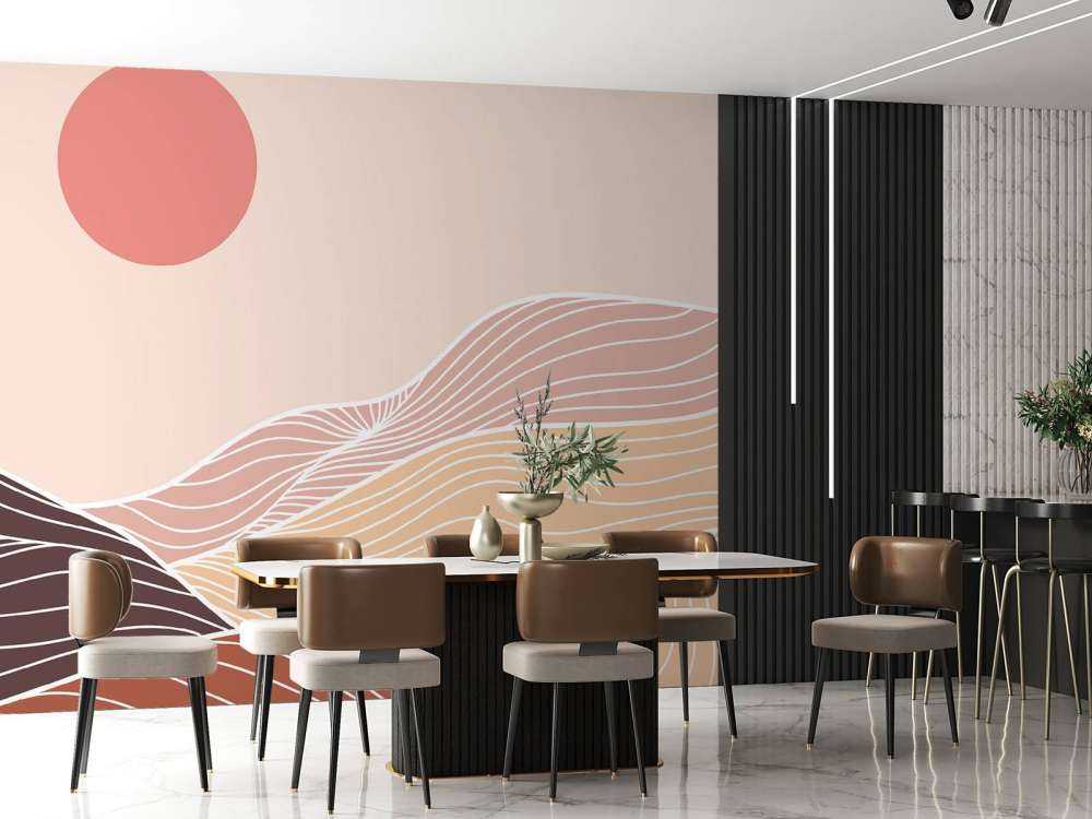 Lineart bergen met de zon