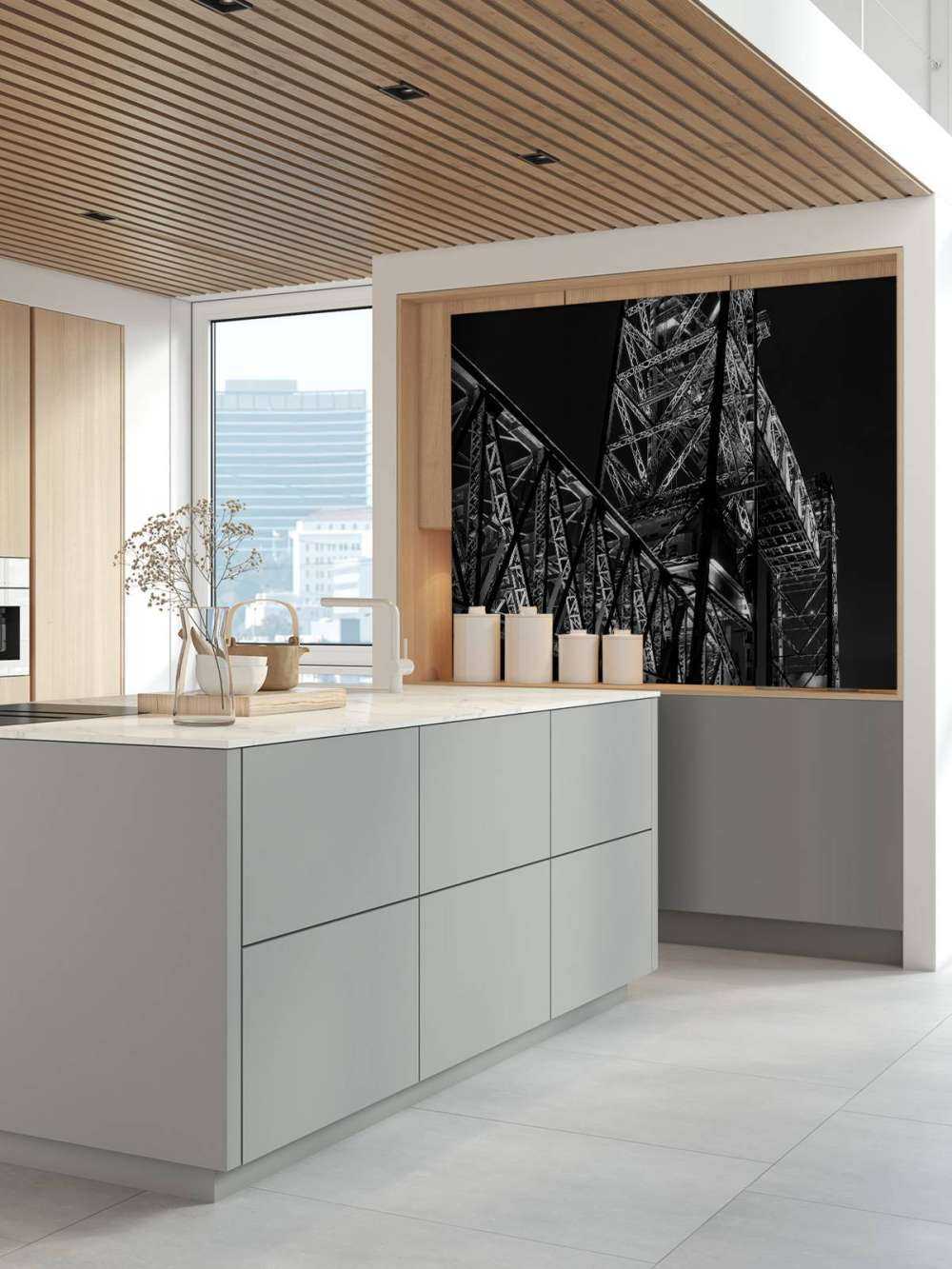 Voormalige spoorbrug De Hef in Rotterdam in zwart wit  