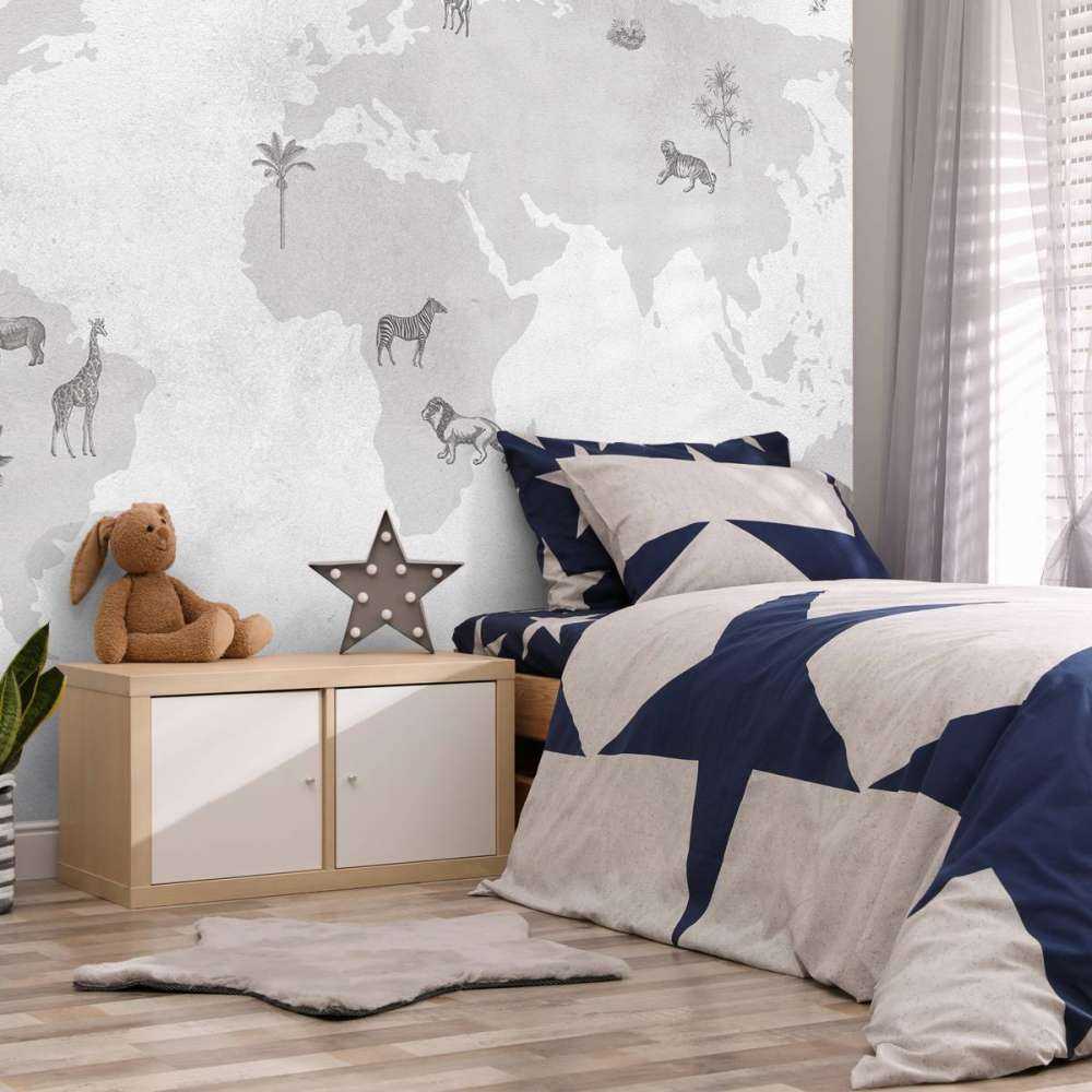 Wereldkaart sketch grijs