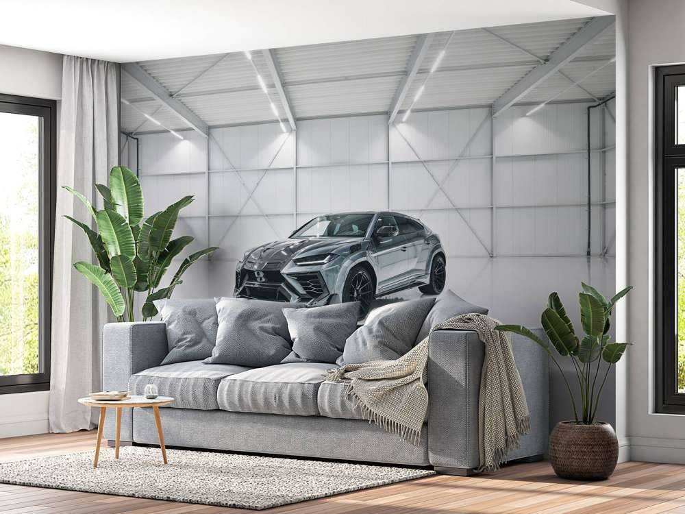 Lamborghini in witte hal