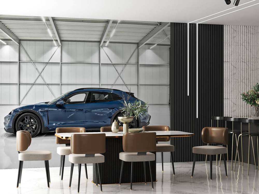 Porsche in industriehal