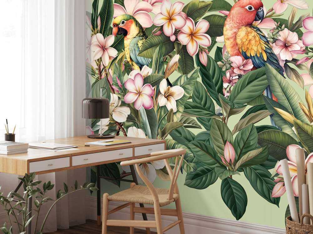 Parrots in the garden of paradise