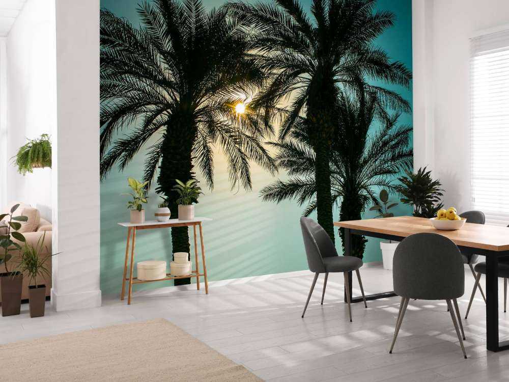 Silhouet van palmbomen