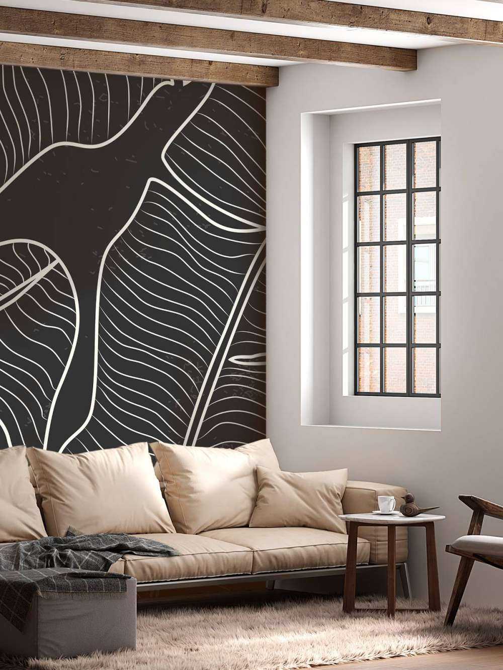 Illustratie van bladeren in zwart-wit