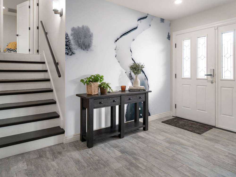 Minimalistisch landschap met sneeuw