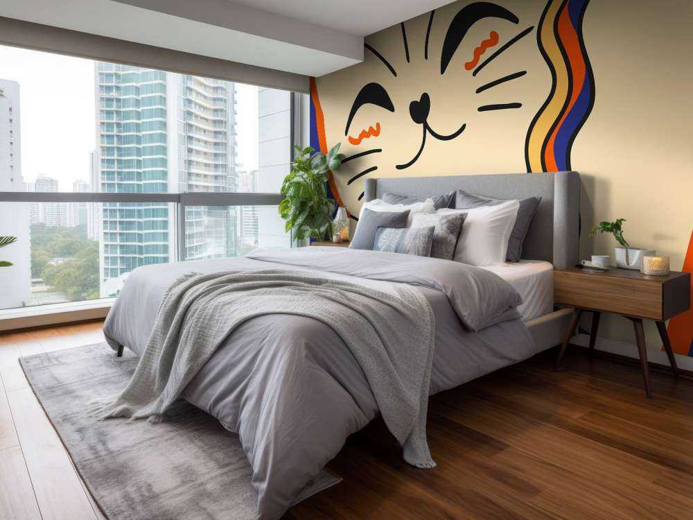 Close-up kat met noedels