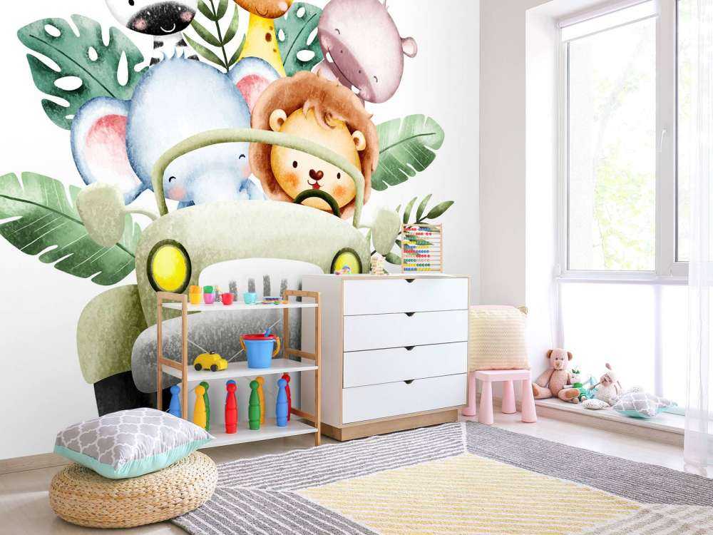 Safari dieren in jeep