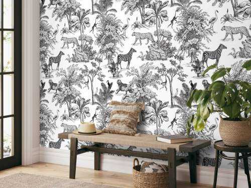 Jungle patroon in zwart-wit