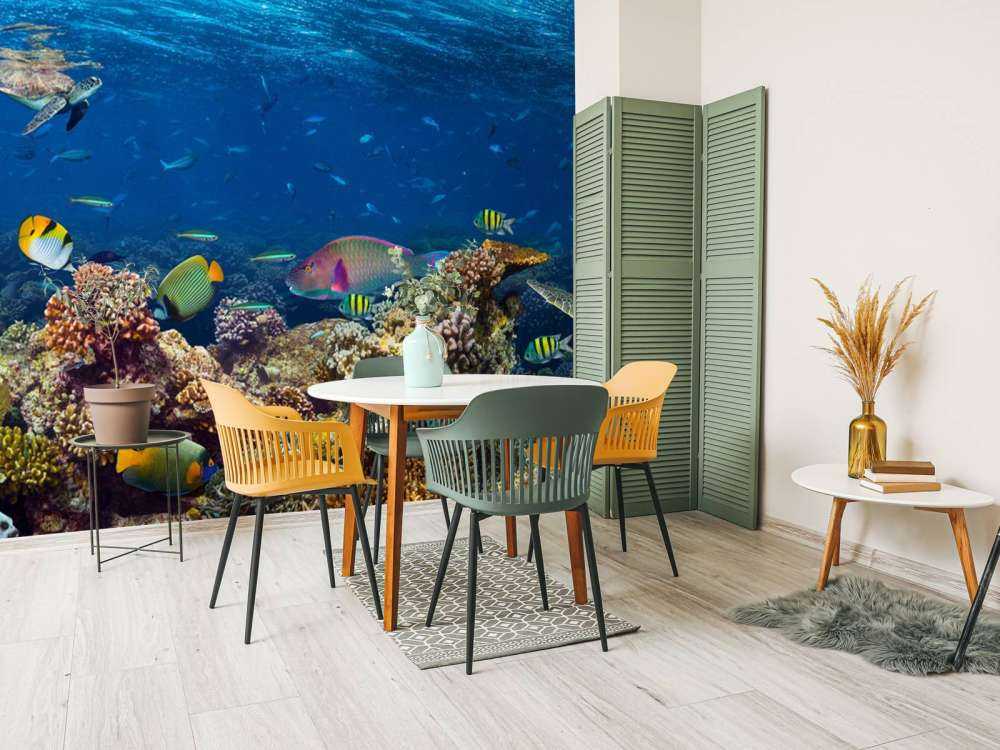 Koraalrif met veel verschillende soorten onderwater dieren