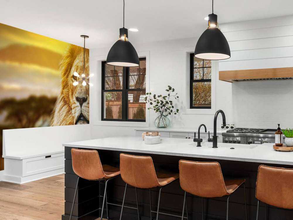 Leeuw in een savanne landschap