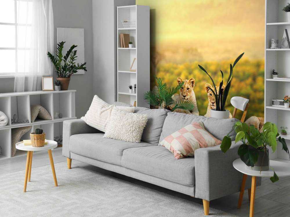 Leeuwenwelpen wachten op hun moeder