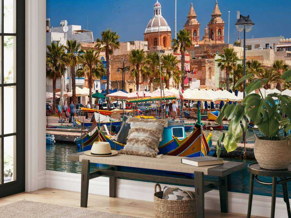 Traditionele boten in de haven van Marsaxlokk, Malta