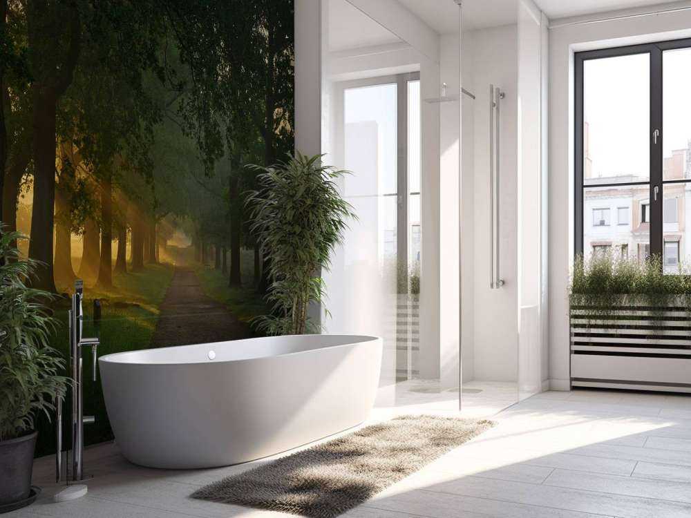 Oneindig pad met bomen